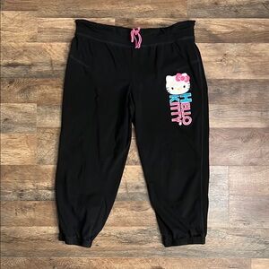 Hello Kitty Black Capri Sweatpants with Pink Accents
